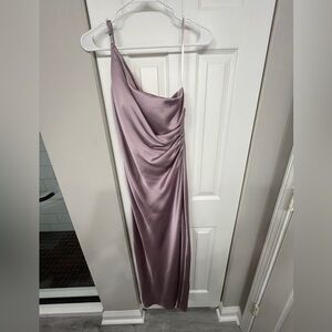 Lilac Jade Satin Dress from Revelry